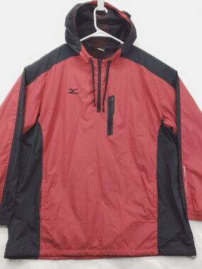Mizuno Jacket Mens 2XL Red Black Long Sleeve Performance Impermalite 1/4 Zip